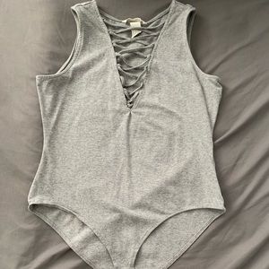 Grey lace one pice top